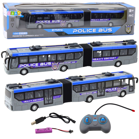 Jucarii cu telecomanda (RC) - Autobuz de politie cu telecomanda si articulatie 1:32, 3 ani+