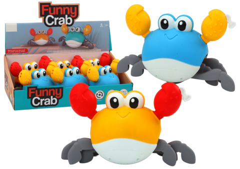 Jucarii Copii - jucarie-baie-crab-arc-merge-inoata-albastru-galben-Bebelul