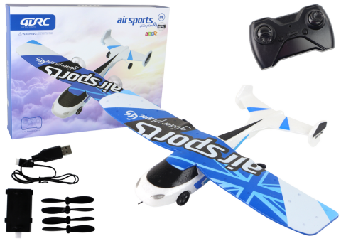 Jucarii cu telecomanda (RC) - Avion cu telecomanda R/C 4D-G3 cu Lumini Alb-Albastru, 14 ani+