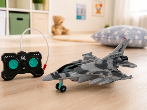 Avion Militar cu Telecomanda RC, Lumini LED, Rotire 360°, Gri, 3 Ani+ [4]