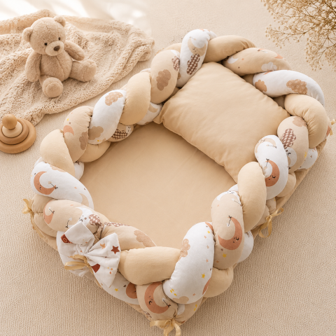 Baby nest cocon crem cu perna si saltea 80x52 cm [2]