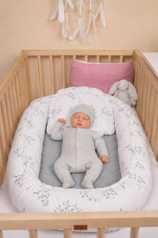 Cuibusoare - Baby Nest Muslin Branch Green 80x45 cm + Perna