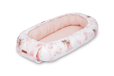 Cuib Bebelusi din Muselina BABY NEST Fairy Pink cu Pernuta [2]
