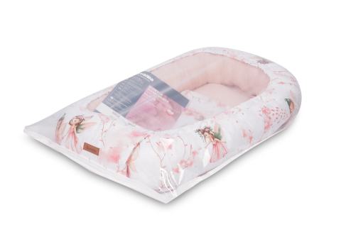 Cuib Bebelusi din Muselina BABY NEST Fairy Pink cu Pernuta [5]