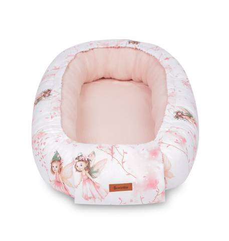 Cuib Bebelusi din Muselina BABY NEST Fairy Pink cu Pernuta [3]