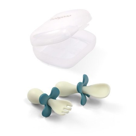 Ofertele momentului - BabyOno - Lingurita și Furculita cu Carcasă Protectoare 12 Luni+