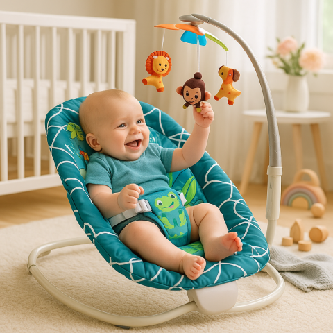 Camera Bebelusului - balansoar-2in1-vibratii-sunete-model-broscuta-0plus-Bebelul