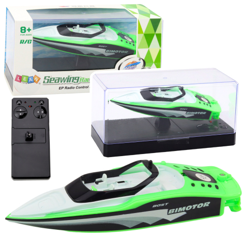 Jucarii cu telecomanda (RC) - Barca cu telecomanda Motorboat White-Green 15 cm, 8 ani+
