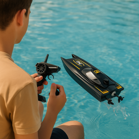 Vehicule si jucarii R/C - barca-telecomanda-racing-apa-47-viteza-neagra-Bebelul