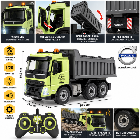 Basculanta cu telecomanda Volvo scara 1:20 licentiata 6 ani+ [3]