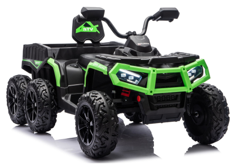 Vehicule electrice copii - ATV Electric JC606 4x4, 6 Roți și Remorcă, Baterie 24V, Alb
