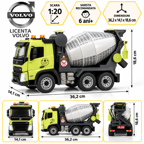 Betoniera cu Telecomanda Volvo, Licentiat, 1:20, Cuva Rotativa, 2.4 GHz, 6 Ani+ [2]