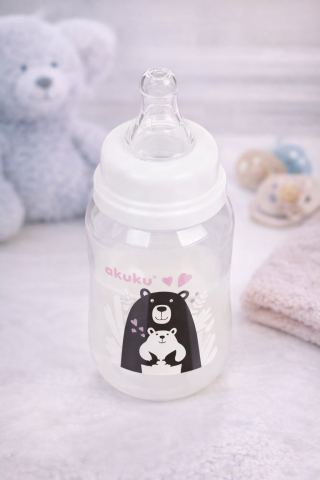 Biberon cu tetina din silicon Akuku, Ursuleț, 125 ml, 0+ [1]