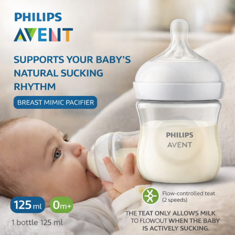 Biberoane - Biberon cu tetina din silicon Natural Response, +0 luni, 125 ml