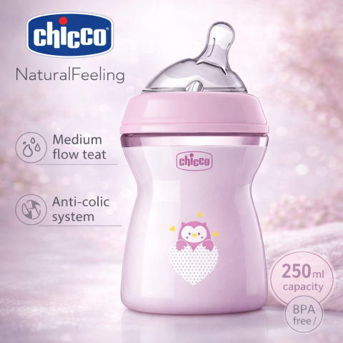 Biberoane - Biberon NaturalFeeling 250ML 2+ fata hranire naturala anti colici