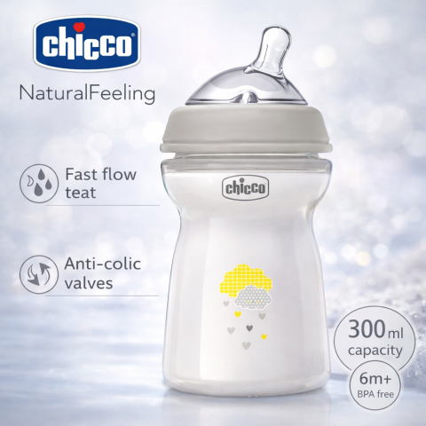 Biberoane - Biberon PP Natural Feeling, +6 luni, unisex, 330 ml, Chicco