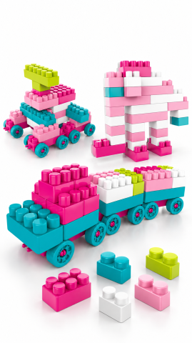 Blocuri Constructie Spatiale Pastel Roz 360 piese [2]