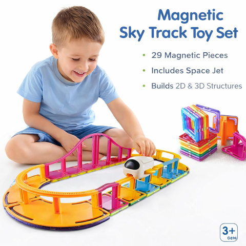 Blocuri de constructie - blocuri-constructie-magnetice-sky-track-61-piese-Bebelul