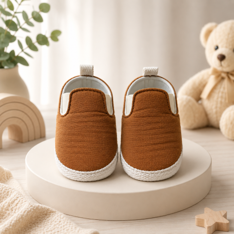 Adidasi - Botosei bebe Baby Leoncino talpa moale maro caramel 5-12 luni
