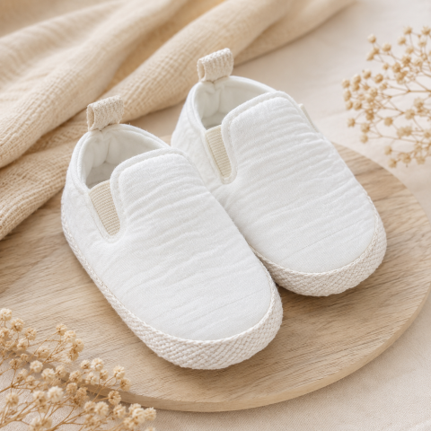 Adidasi - Botosei bebe Baby Leoncino albi din polyester organic 5-12 luni