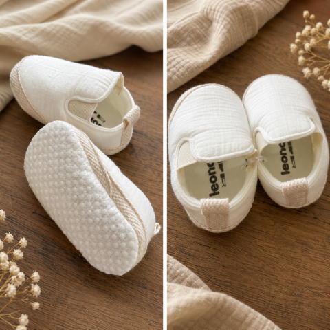 Botosei bebe Baby Leoncino albi din polyester organic 5-12 luni [1]