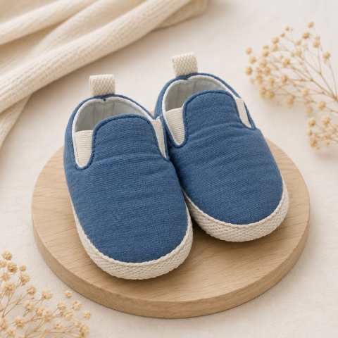 Adidasi - Botosei bebe Baby Leoncino albastru din polyester organic 5-12 luni