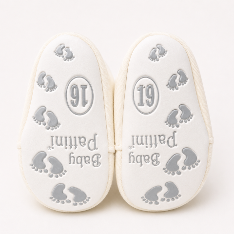 Botosei bebe unisex Pattini talpa moale antiderapanta alb 0-12 luni [2]