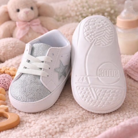 Botosei bebelusi argintii sclipici talpa alba BOAC [2]