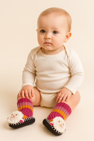 Imbracaminte, incaltaminte - Botoșei Tricotați Antiderapanți cu Oiță - SOXO