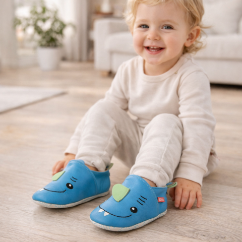 Imbracaminte, incaltaminte - Botosi bebelusi piele naturala cu talpa antiderapanta SOXO