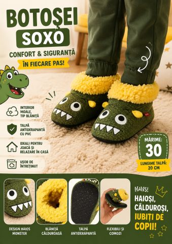 Botosi - Botosi copii SOXO cu blanita si talpa antiderapanta – 20 cm