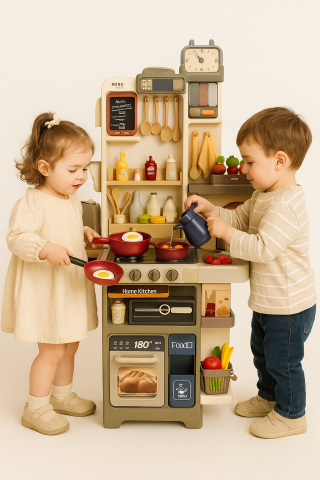 Electrocasnice si bucatarie - bucatarie-copii-accesorii-lumini-sunete-88-piese-Bebelul