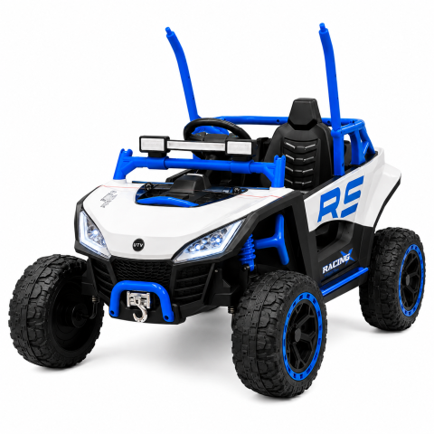 ATV & BUGGY electrice - Buggy electric RS Off-Road pentru copii, 12V 7Ah, 4 motoare 25W, telecomanda parentala, USB, suspensii, albastru, baieti, 3-8 ani