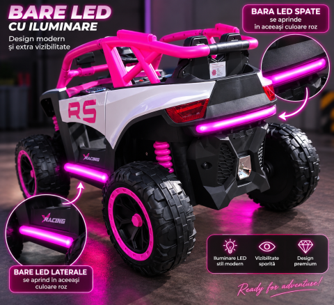 Buggy electric RS Off-Road pentru copii, 12V 7Ah, 4x25W, telecomanda 2.4G, roz, fetite, 3-8 ani [4]