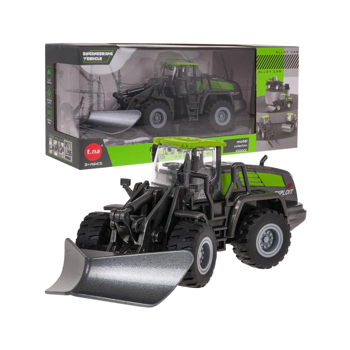 Jucarii Copii - Buldozer metalic cu piese mobile pentru copii 3 ani+