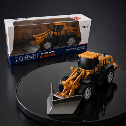 Jucarii - Buldozer metalic cu cupa mobila si frictiune scara 1:55 XU YE Construction Truck