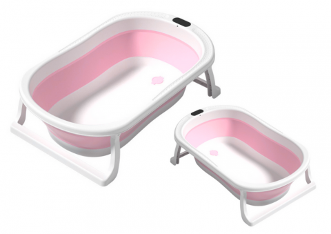 Cadă roz pliabilă pentru bebeluși, cu picioare antialunecare [2]
