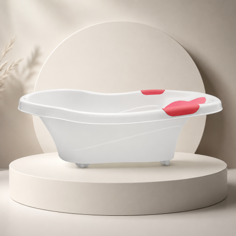 Cadita pentru bebelusi cu suport anatomic roz 73x43x19 cm [2]