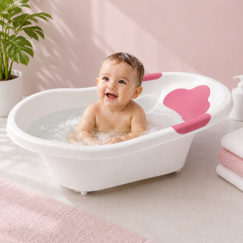 Cadita pentru bebelusi cu suport anatomic roz 73x43x19 cm [4]