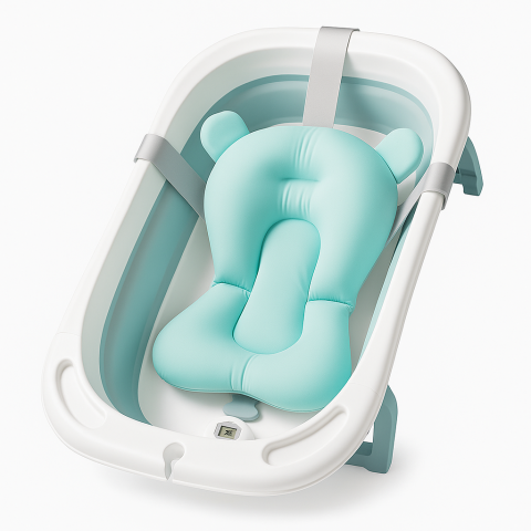 Cadita Pliabila pentru Bebelusi cu Perna si Termometru Digital – Albastru [1]