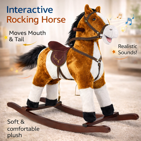 Calut balansoar maro deschis misca gura coada sunete 74 cm [9]