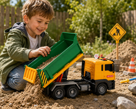 Camion Basculanta LEAN Toys cu Lumini Sunete si Bena Mobila 1:14 Galben 3 ani+ [1]