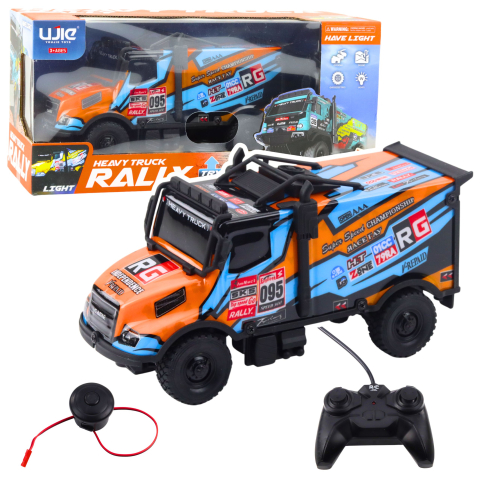 Jucarii cu telecomanda (RC) - Camion cu telecomanda RC Truck cu caroserie iluminata Portocaliu, 3 ani+