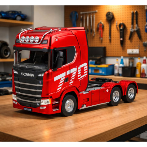 Camion cu telecomanda Scania 770S cu Platforma Huina Rosu 1:18, 8 ani+ [4]