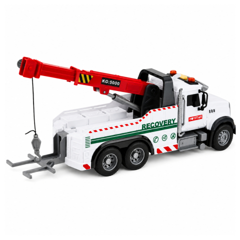 Camion de Constructii cu Macara Reglabila Lumini si Sunete LEAN Toys 1:14, Alb 3 ani+ [4]
