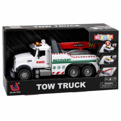 Camion de Constructii cu Macara Reglabila Lumini si Sunete LEAN Toys 1:14, Alb 3 ani+ [1]