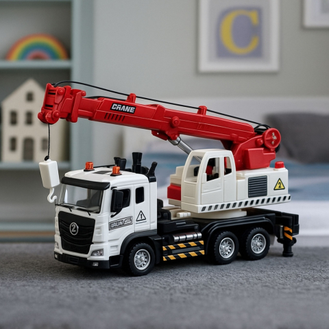 Camion cu Macara pentru Copii, Cabina Metalica, Brat Reglabil, Lumini si Sunete [4]