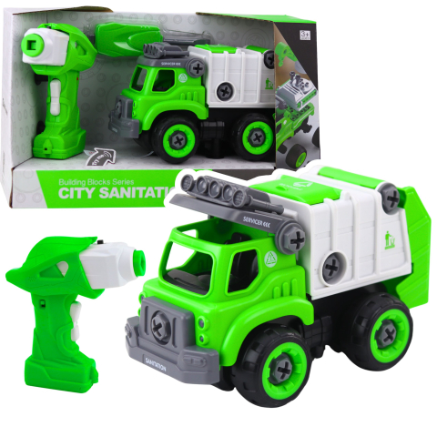 Jucarii cu telecomanda (RC) - Camion de gunoi cu telecomanda si surubelnita 2 in 1 Lean Toys, 3 ani+