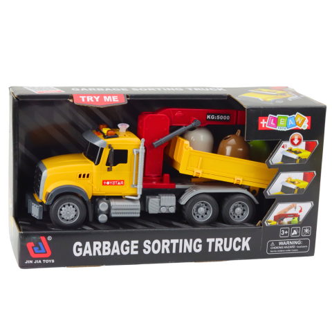 Camion de gunoi pentru colectare selectiva cu containere, lumini si sunete, galben, 3 ani+ [3]