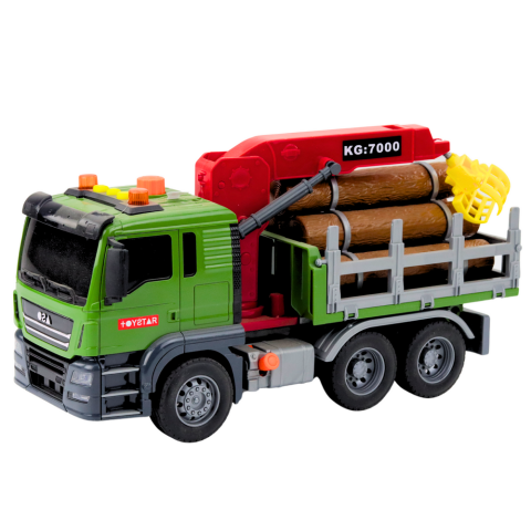 Camion pentru Transport Busteni cu Macara 1:14, Lumini si Sunete, Busteni Inclusi, Baterii Incluse, 3 Ani+ [1]